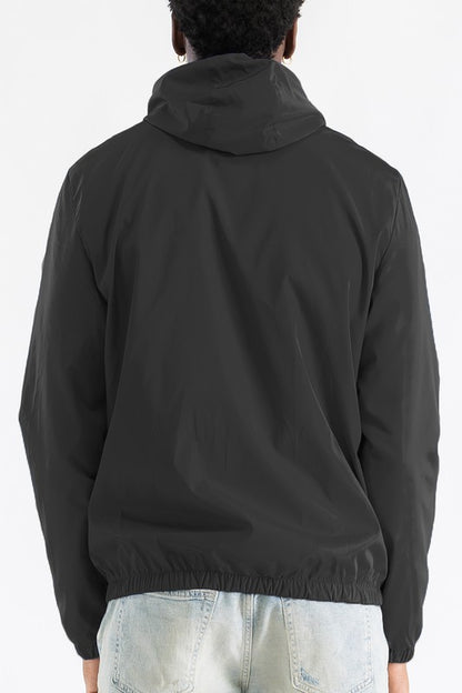 SOLID HOODED LIGHTWEIGHT WINDBREAKER JACKET