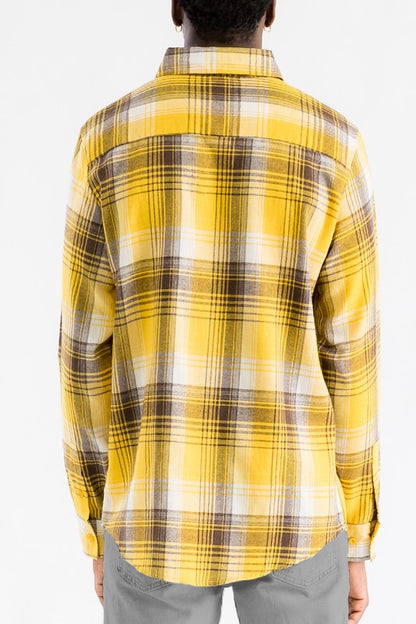 Regular Fit Checker Plaid Flannel Long Sleeve