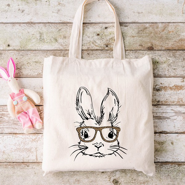 Bunny With Leopard Glasses Canvas Tote