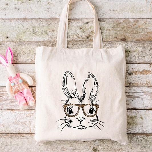 Bunny With Leopard Glasses Canvas Tote