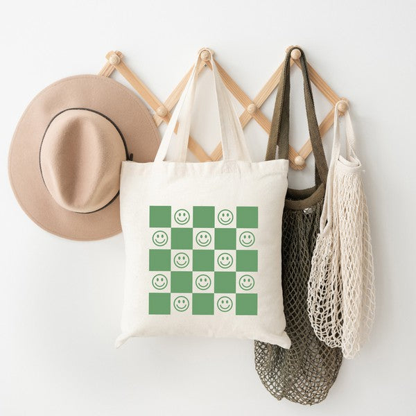 Checkerboard Smiley Tote