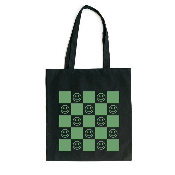 Checkerboard Smiley Tote