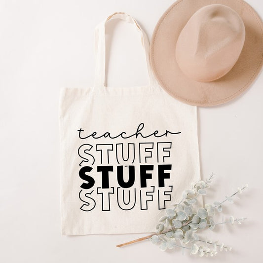 Teacher Stuff Stacked Tote