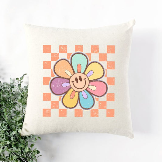 Checkered Daisy Pillow Cover