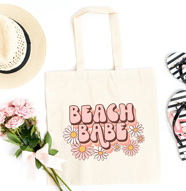 Retro Beach Babe Flowers Tote