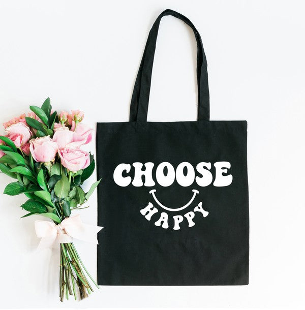 Choose Happy Bold Smiley Face Tote