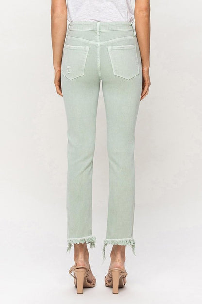 Mid Rise Crop Straight Jeans