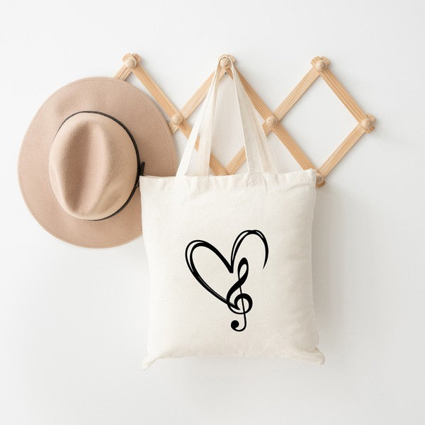 Music Note Heart Tote