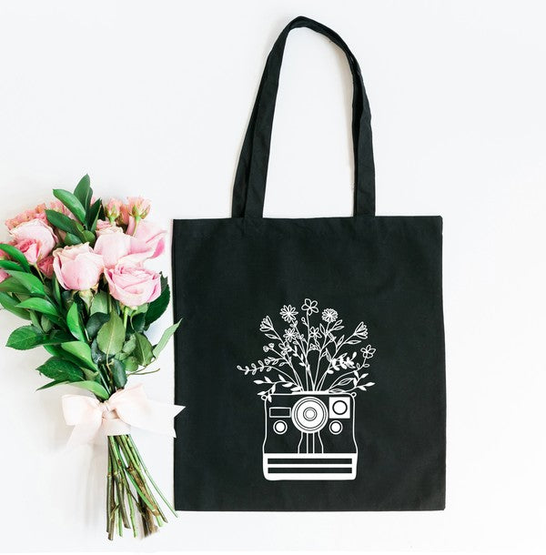 Camera And Wildflowers Tote