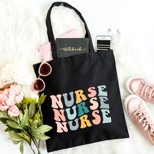 Nurse Stacked Wavy Colorful Tote