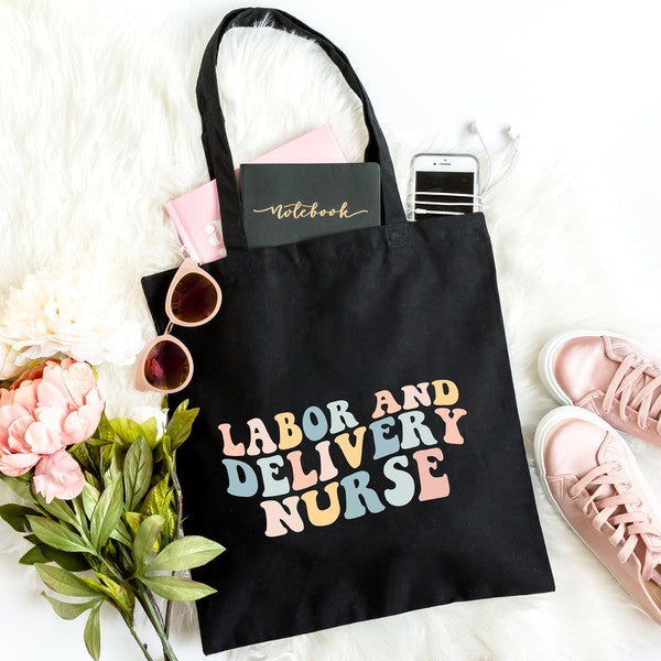 Labor And Delivery Nurse Wavy Pastel Colorful Tote