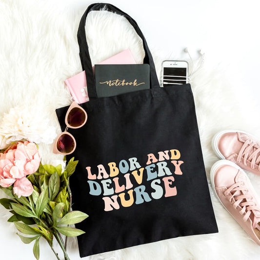 Labor And Delivery Nurse Wavy Pastel Colorful Tote