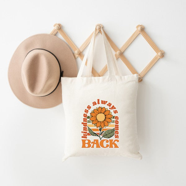 Kindness Always Comes Back Retro Flower Tote