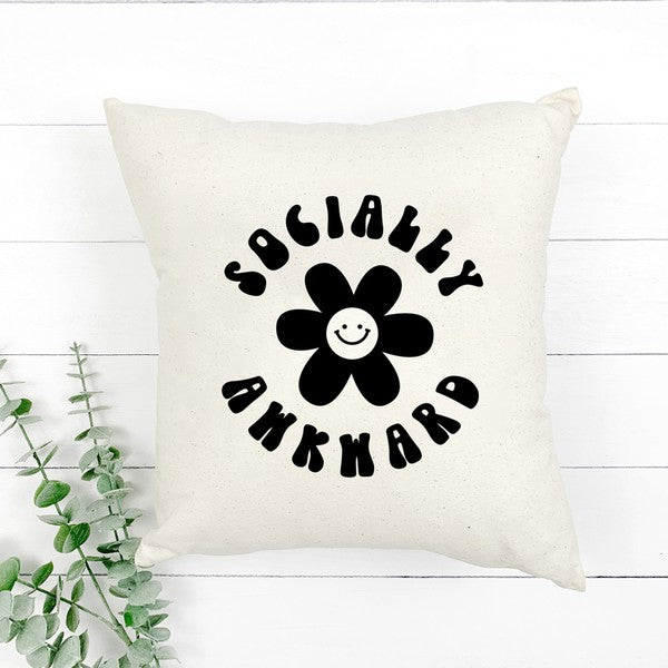 Socially Awkward Smiley Face Pillow Cover