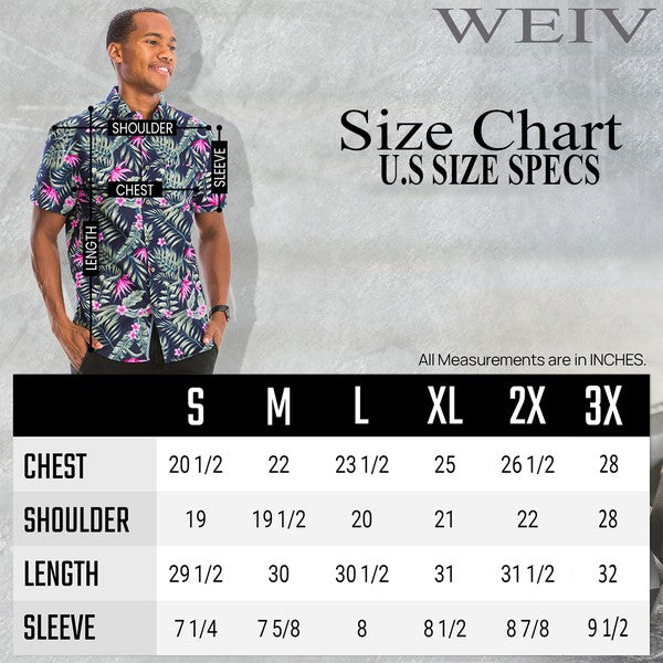 Weiv Mens Print Hawaiian Button Down Shirt WS7011