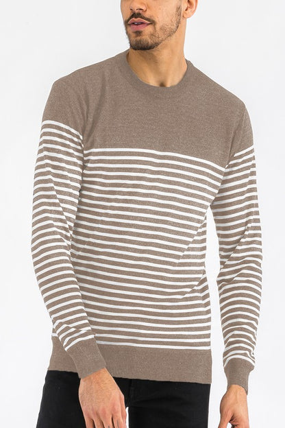 ROUND NECK STRIPED SWEATER