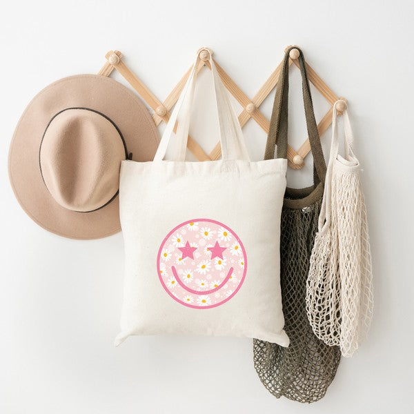 Floral Smiley Face Tote