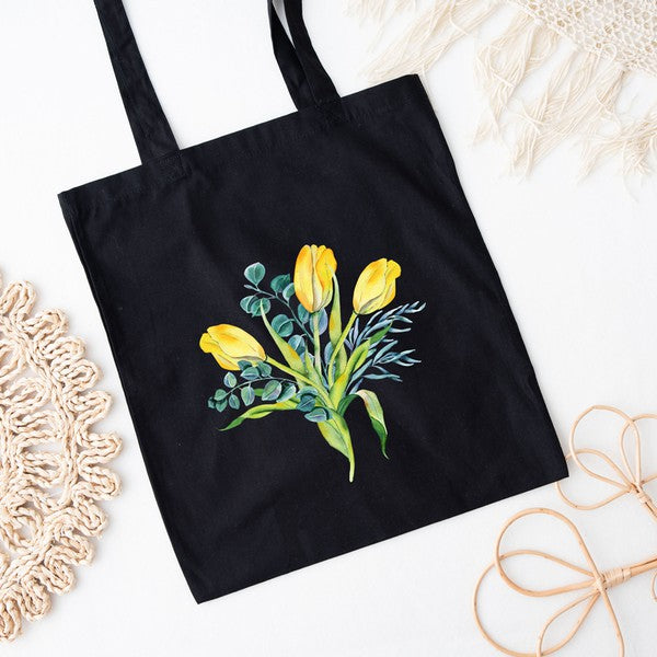 Yellow And Blue Bouquet Tote