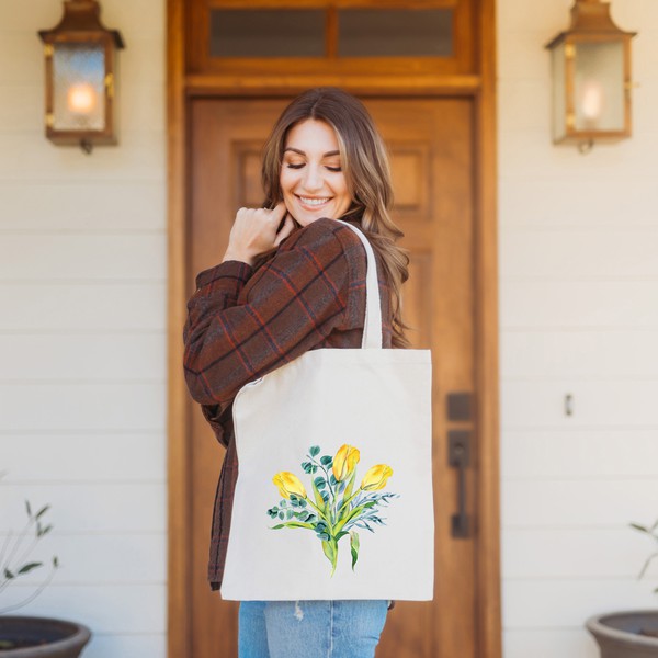 Yellow And Blue Bouquet Tote