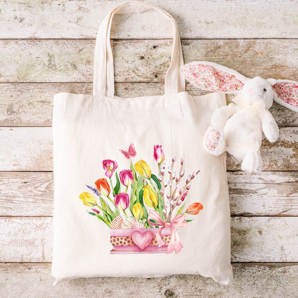 Leopard Basket Easter Bouquet Tote