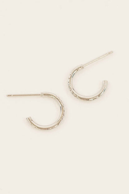 Thin Stone Hoop Earrings
