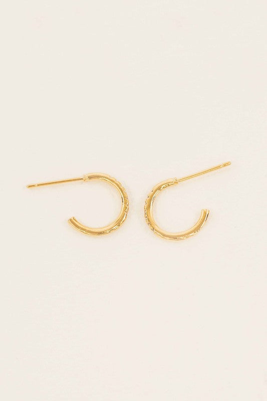 Thin Stone Hoop Earrings