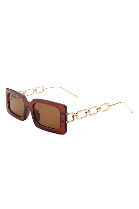 Square Flat Top Chain Link Design Sunglasses