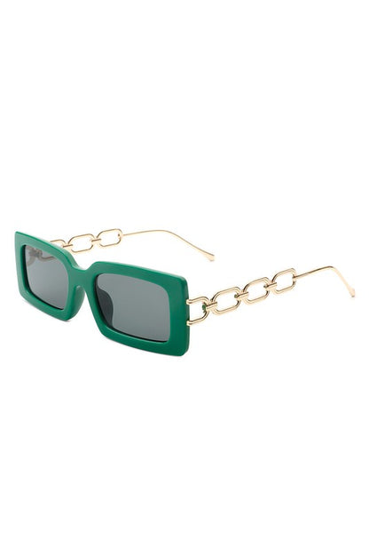 Square Flat Top Chain Link Design Sunglasses