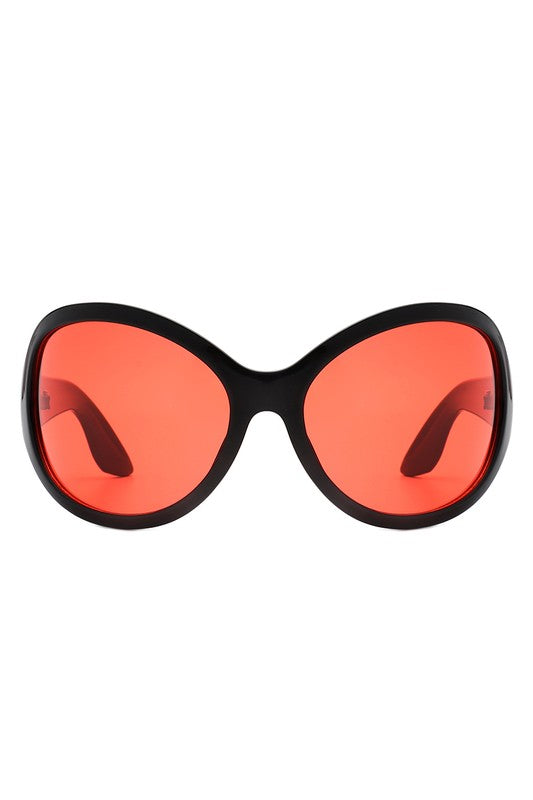 Oversize Round Wraparound Fashion Sunglasses