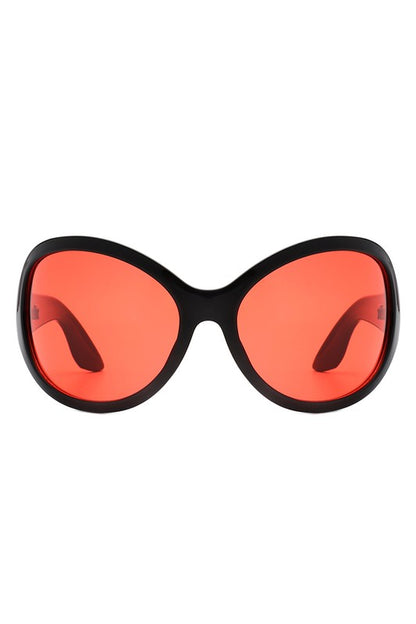 Oversize Round Wraparound Fashion Sunglasses