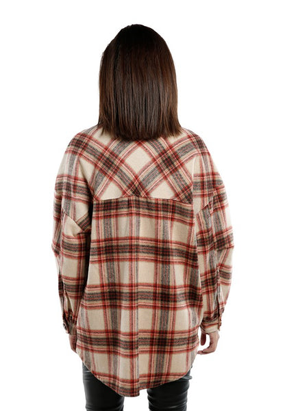 Long Sleeves Oversized Checkered Shacket