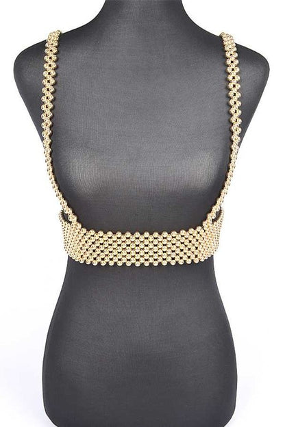 Metallic Beaded Harness Belt