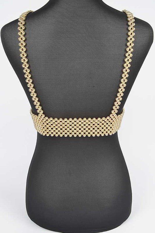 Metallic Beaded Harness Belt