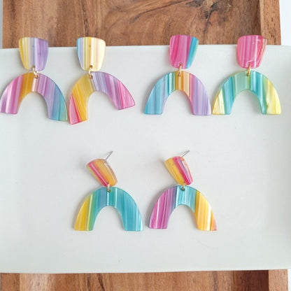 Ruby Earrings - Rainbow Stripe