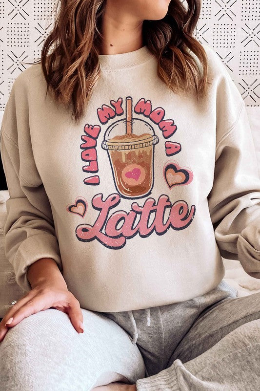 PLUS SIZE I LOVE MY MOM A LATTE GRAPHIC SWEATSHIRT