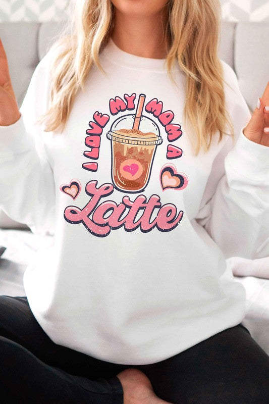 PLUS SIZE I LOVE MY MOM A LATTE GRAPHIC SWEATSHIRT