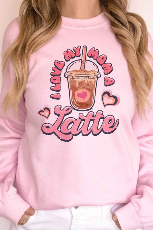 PLUS SIZE I LOVE MY MOM A LATTE GRAPHIC SWEATSHIRT