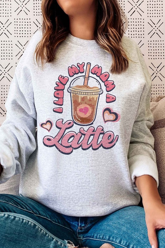 PLUS SIZE I LOVE MY MOM A LATTE GRAPHIC SWEATSHIRT