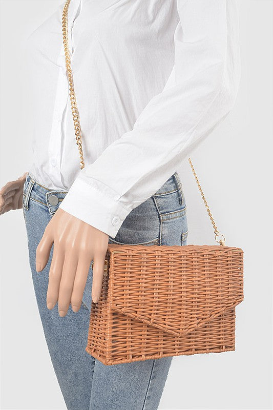 Basket Weaved Box Swing Bag