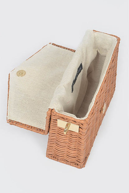 Basket Weaved Box Swing Bag