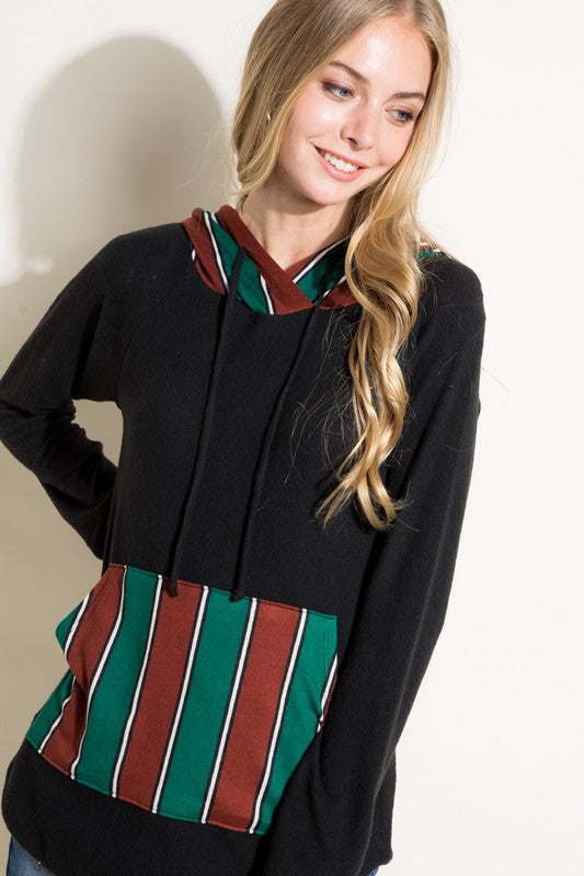 STRIPE MIXED SWEATSHIRT