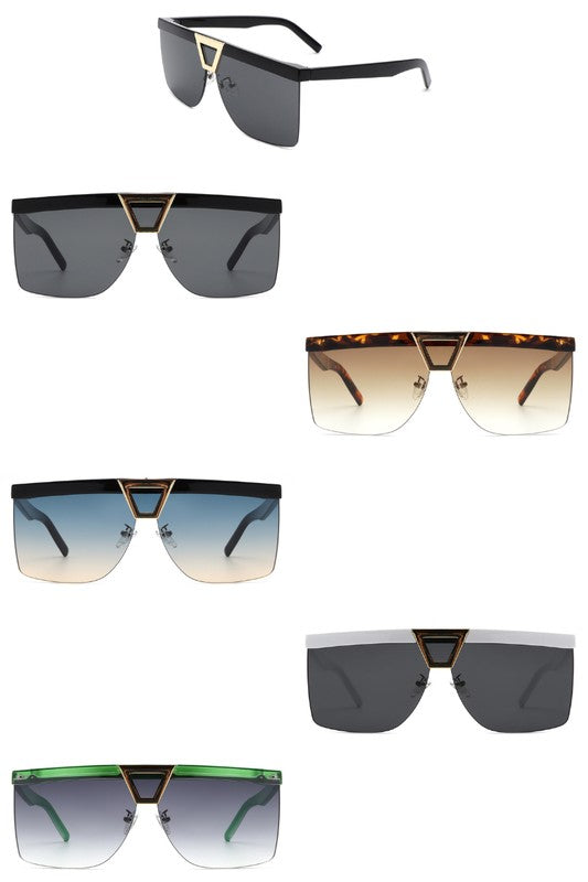 Oversize Half Frame Fashion Square Sunglasses