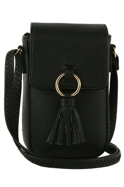 Tassel Ring Flap Cell Phone Crossbody Bag Wallet