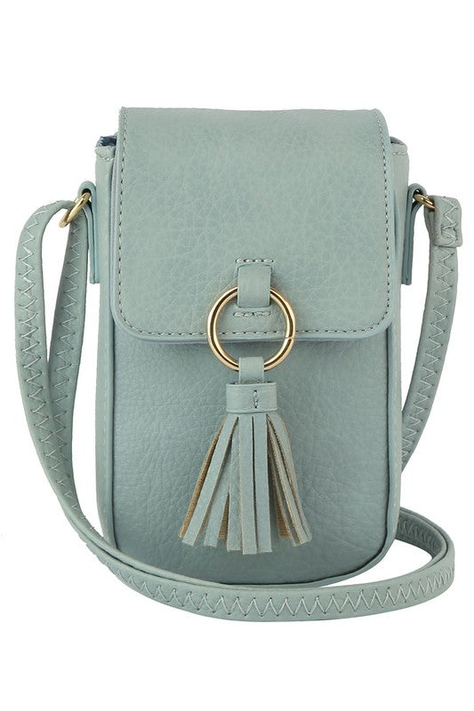 Tassel Ring Flap Cell Phone Crossbody Bag Wallet