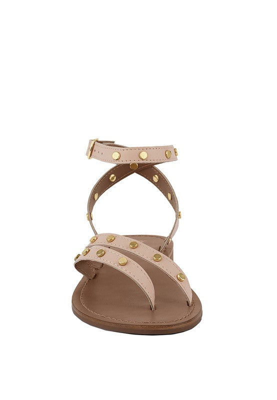 OPRAH Studs Embellished Flat Sandals