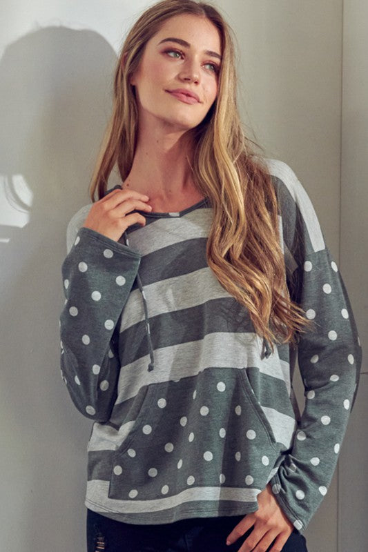 POLKA DOT STRIPE MIX SWEATSHIRTS