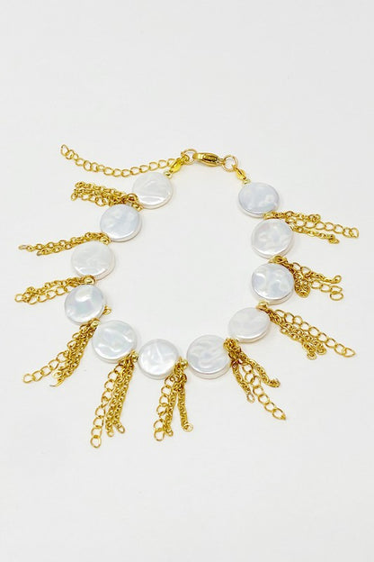 Chain Fringe Shell Pearl Bracelet