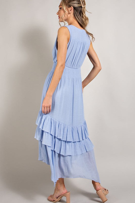 V-Neck Ruffle Maxi Dress