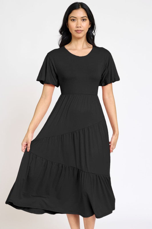 Solid Diagonal Tiered Flowy Dress Masha's Corner Boutique Solid Diagonal Tiered Flowy Dress Masha's Corner Boutique