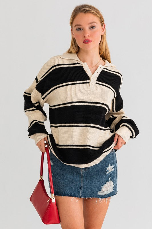 Collared Oversized Sweater Top